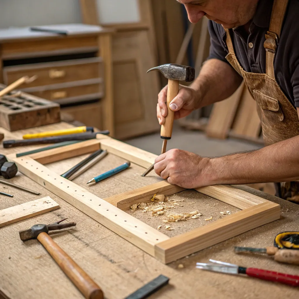 Hands crafting furniture